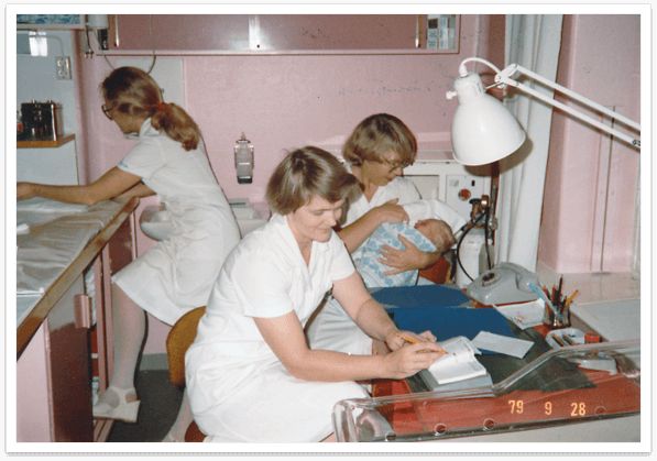 Heideken lastenhoitohuone vuonna 1970